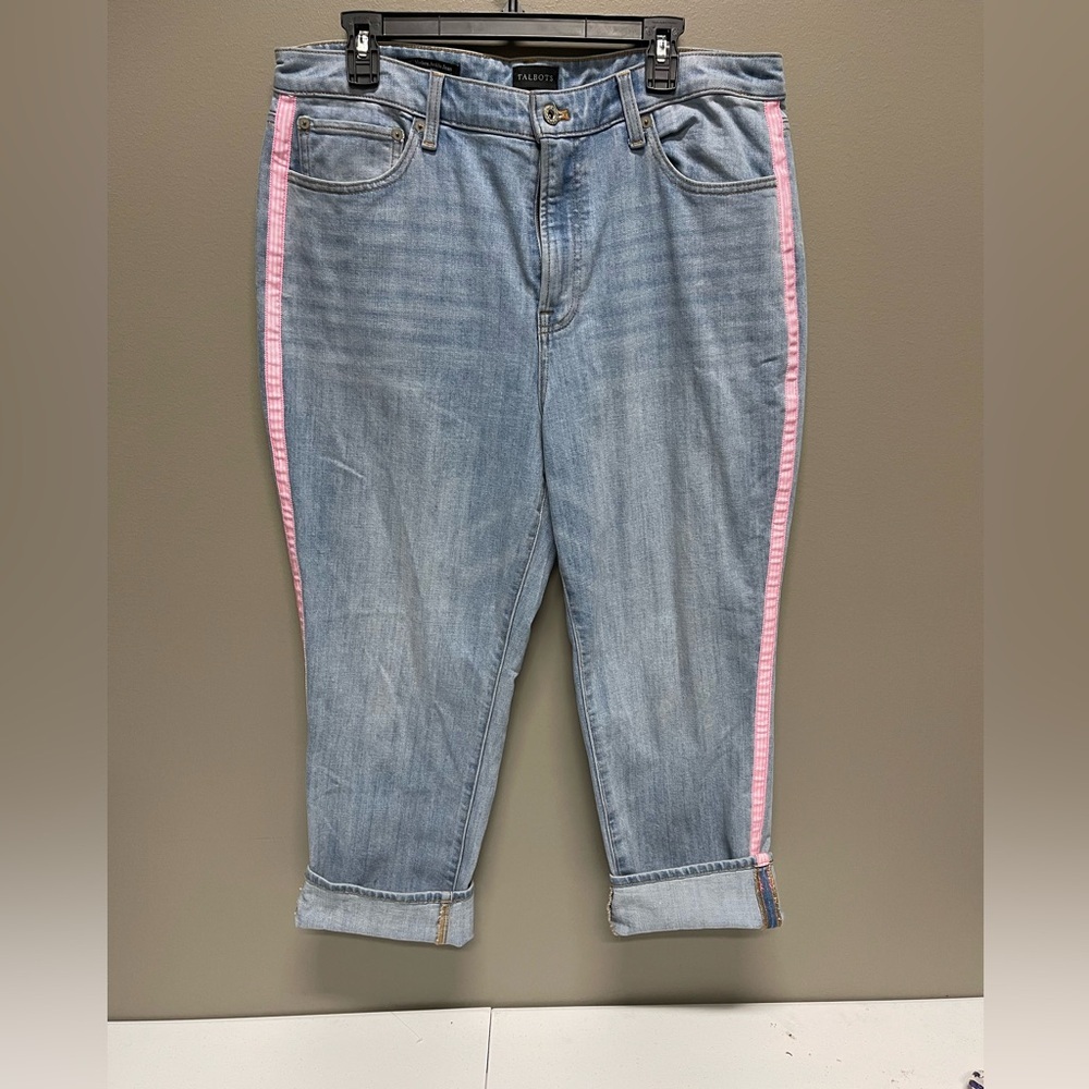 Talbots Light Blue Jeans with Pink Stripes - Picture 2 of 8